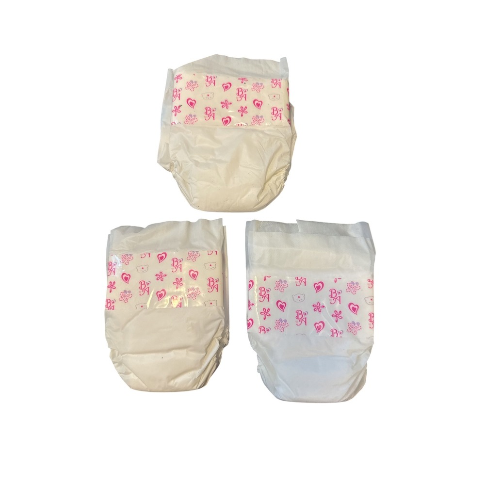 Hasbro Baby Alive Diapers Doll Accessories Set of 3 Pink White 2005 Vintage